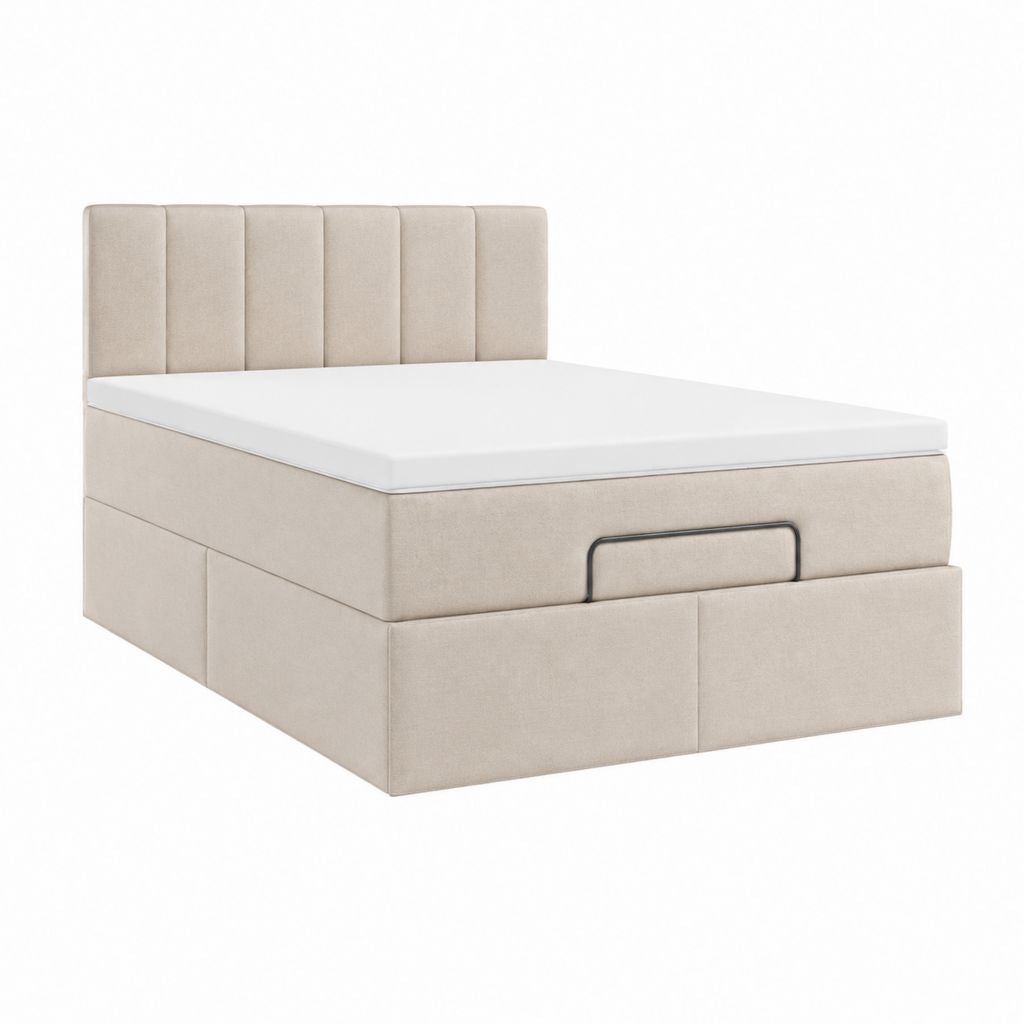 Polsterbett mit Stauraum Beige Polyester Rechteckig 180 x 200 cm