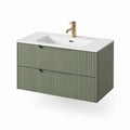Waschtischunterschrank Set Olivgrün MDF mit Keramikwaschbecken 80 x 46 x 55 cm