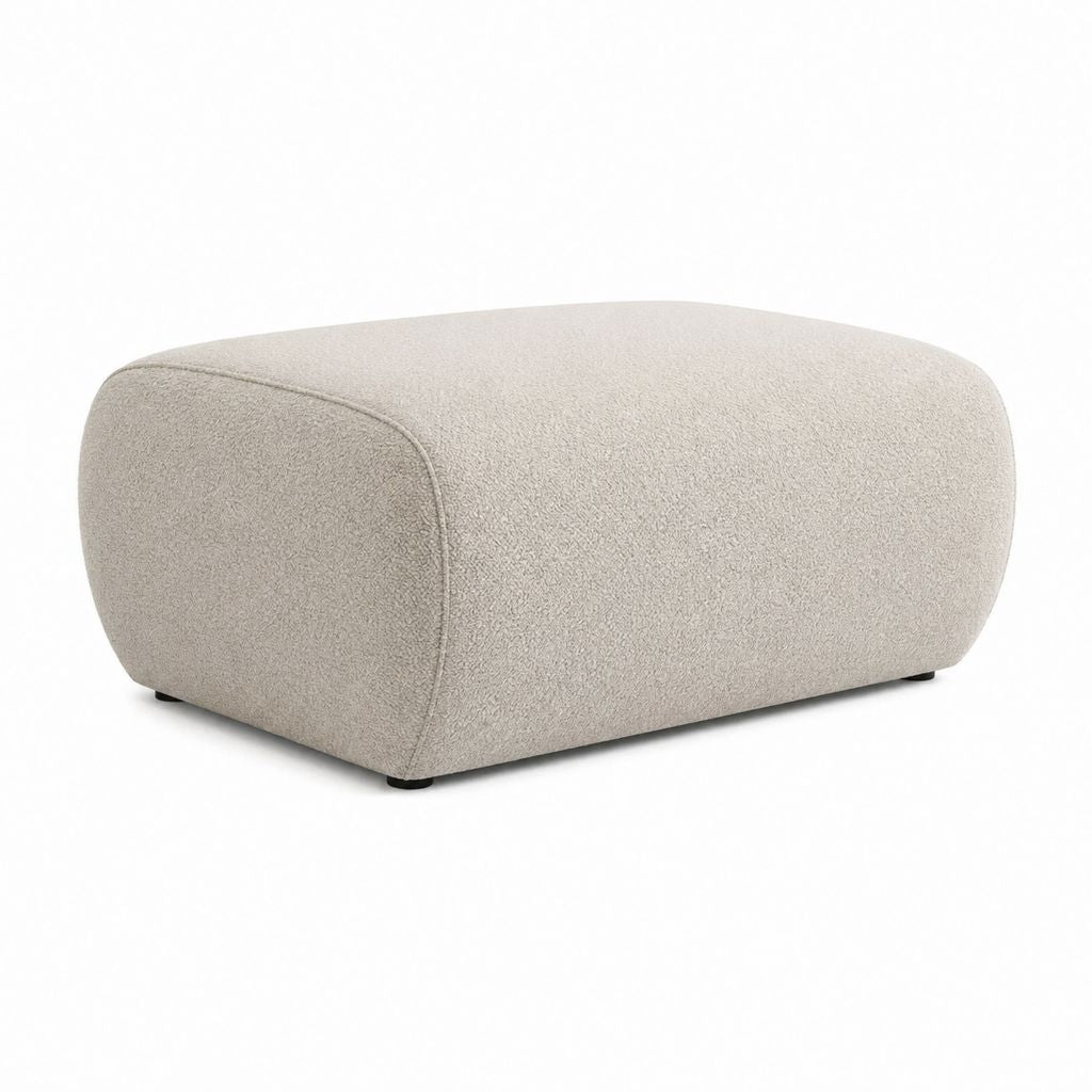 Fußhocker Beige mit Bouclé-Polyesterbezug Rechteckig 90 x 65 x 42 cm