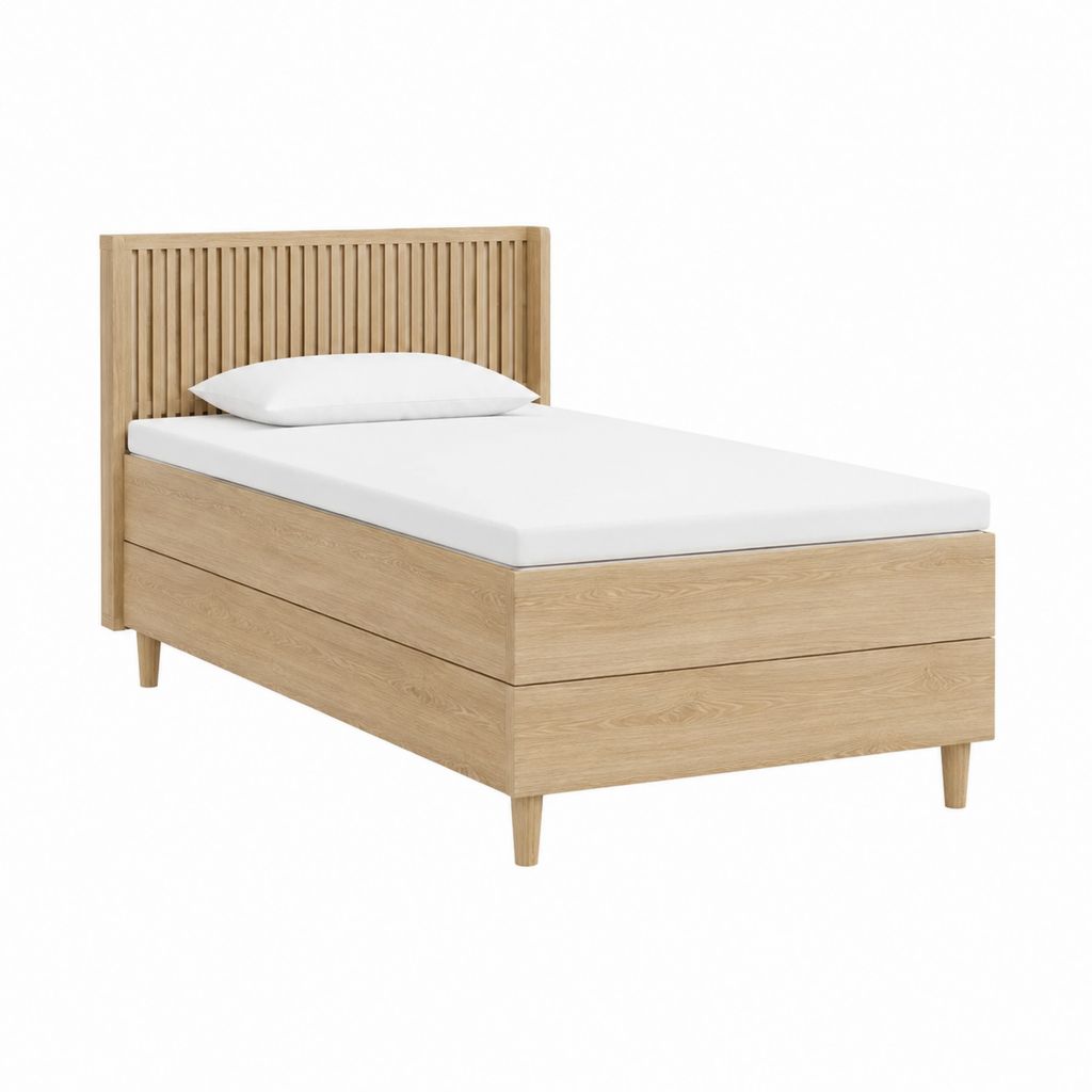 Einzelbett Bettgestell Natur Eichenholz Rechteckig 90 x 200 cm