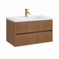 Waschtischunterschrank Set Nussbraun MDF mit Keramikwaschbecken rechteckig 80 x 46 x 55 cm