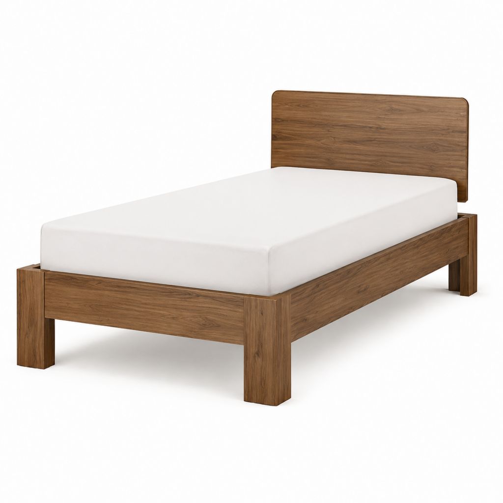 Einzelbett Bettgestell walnussbraun MDF rechteckig 100 x 200 cm