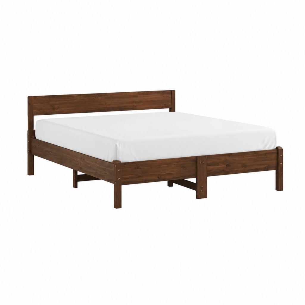 Massivholzbett Doppelbett dunkelbraun Kiefernholz rechteckig 160 x 200 cm