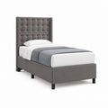 Polsterbett Einzelbett Grau Polyester Rechteckig mit Knopfheftung 90 x 200 cm