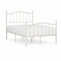 Metallbett Bettgestell Weiß Stahl 140 x 200 cm mit gebogenem Kopfteil