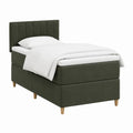Boxspringbett 90 x 200 cm Dunkelgrün Polyester Samt mit gepolstertem Kopfteil
