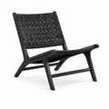Loungesessel Schwarz aus Buchen-Massivholz mit PU-Gurtgeflecht 68 x 75 x 82 cm