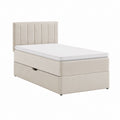 Polsterbett mit Bettkasten und Matratze Beige Polyester 90 x 200 cm