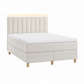 Boxspringbett mit Matratze Creme Polyester rechteckig 180 x 200 cm Gesamtmaß 200 x 180 x 120 cm