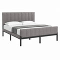 Polsterbett Doppelbett Grau mit Polyesterbezug und Stahlrahmen 160 x 200 cm
