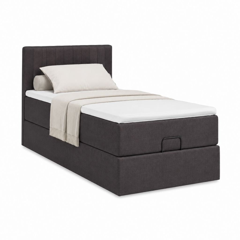 Polsterbett mit Bettkasten Dunkelgrau Polyester Rechteckig 90 x 200 cm