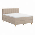 Boxspringbett Beige mit Polyesterbezug und Massivholzfüßen 180 x 200 cm